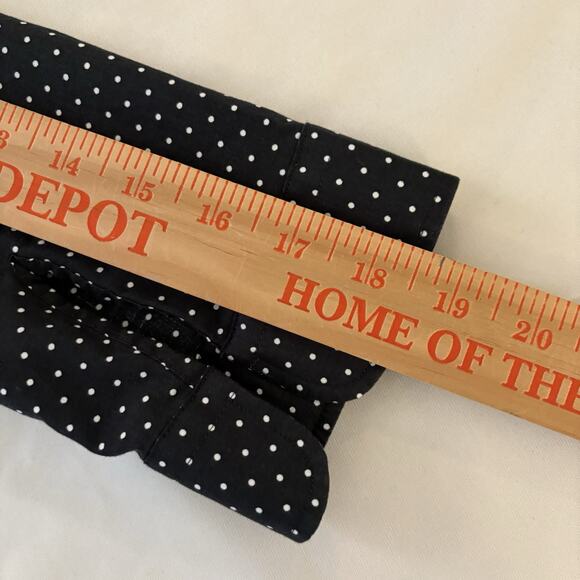 Lauren Ralph Lauren Button Down 3/4 Sleeve Non Iron Black Polka Dot Shirt Size L - Picture 12 of 12